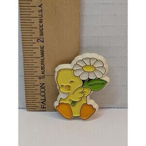 Vintage HALLMARK Easter Chick with Daisy Plastic Lapel Pin Brooch